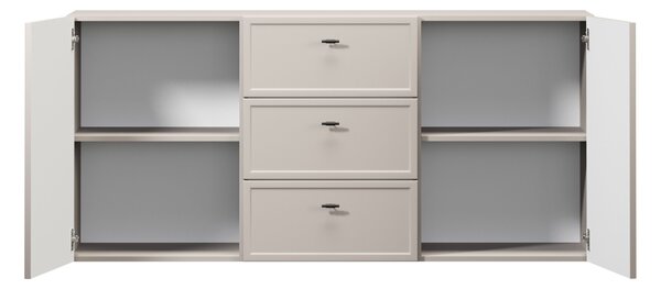 Comodă suspendată cu sertare Lorini 150 cm - cașmir / mânere negre T-bar