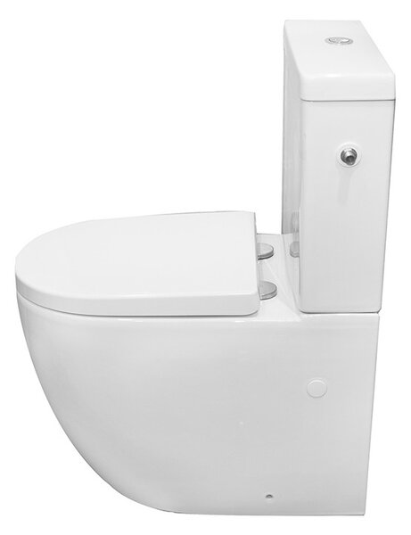 Set vas WC stativ, Fluminia, Minerva, monobloc, cu rezervor și capac wc, alb