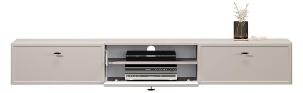 Comodă TV suspendatăă Lorini 200 cm cu sertare - cashmir / mânere negre T-bar