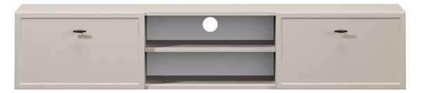 Comodă TV suspendată Lorini 150 cm cu sertare - culoare cașmir / mânere negre tip T-bar