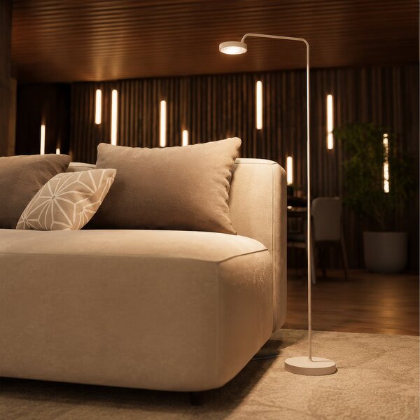 Lampadar Sigor, Nivo, reglabil, Alb, Camera de zi, Aluminiu, Modern