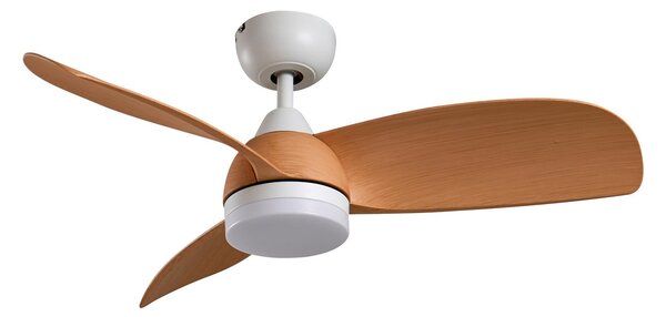 Ventilator de tavan cu LED Enon, alb/culoarea lemnului, curent continuu (DC), Lindby, Enon, reglabil, Alb, Camera de zi, Metal, Modern