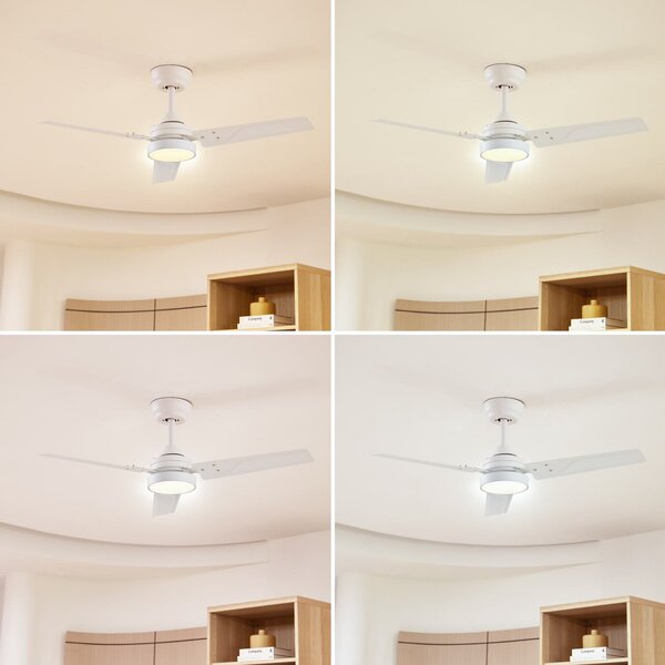 Ventilator de tavan cu LED Aerallo, alb, CCT, silențios - Lindby Lindby, Aerallo, Alb, Camera de zi, Metal, Modern
