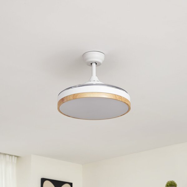 Ventilator de tavan cu LED Oras, alb, DC, silențios, Ø 107 cm - Lindby Lindby, Oras, Alb, Camera de zi, Plastic, Modern