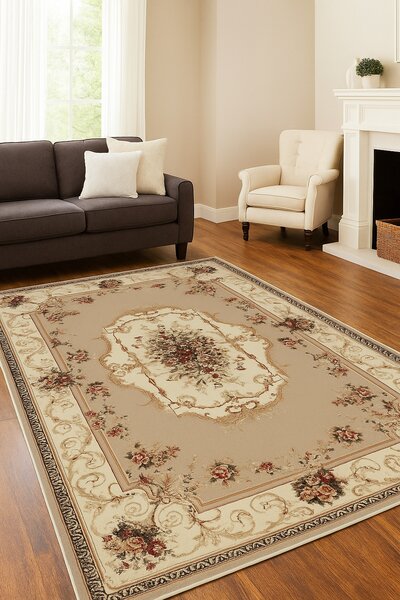 Covor Clasic, Model 507 100 Dreptunghiular, Crem Dreptunghi, 120x200