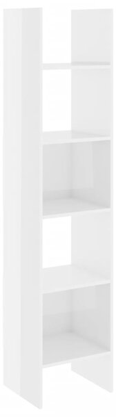 Bibliotecă, alb extralucios, 40x35x180 cm, PAL