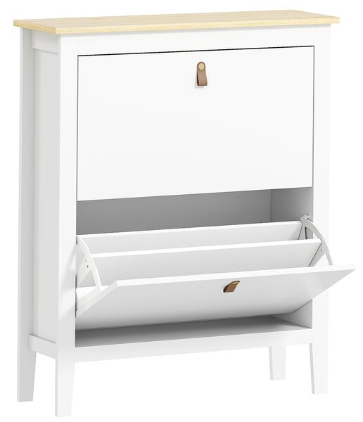 HOMCOM Pantofar cu 2 Sertare Rabatabile pentru 14 Perechi de Pantofi și Rafturi Reglabile, 80x24x95.5 cm, Alb | Aosom Romania