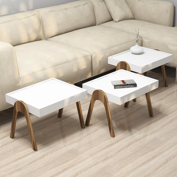 Set 3buc. măsuțe cafea Roam (nuc + alb). 1067465