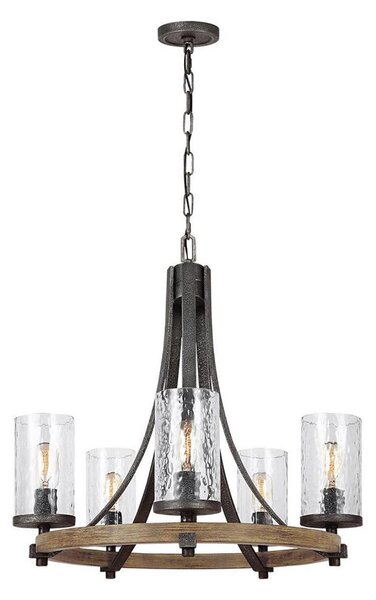Quintiesse QN-ANGELO5 - Candelabru suspendat pe lanț ANGELO 5xE27/60W/230V, finisaj stejar