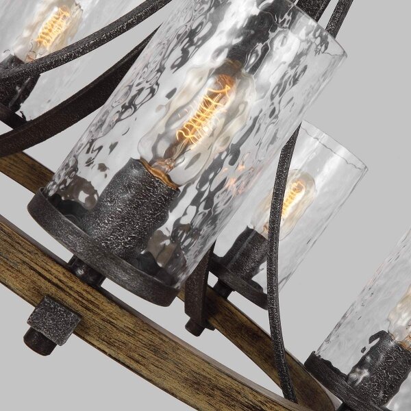 Quintiesse QN-ANGELO5 - Candelabru suspendat pe lanț ANGELO 5xE27/60W/230V, finisaj stejar