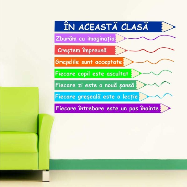 Sticker perete In aceasta clasa - Creioane colorate