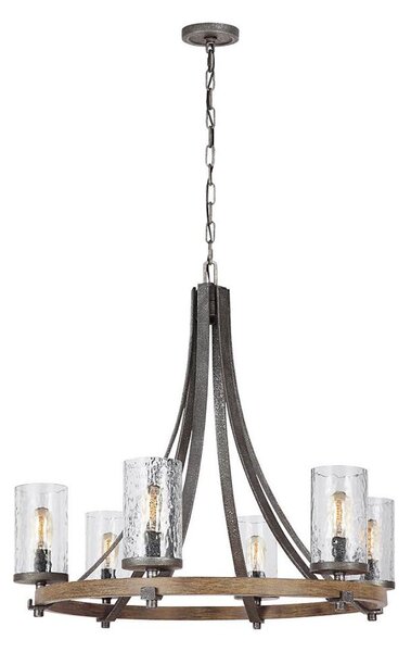 Quintiesse QN-ANGELO6 - Candelabru cu lanț ANGELO 6xE27/60W/230V, decor stejar