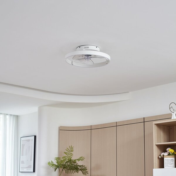 Ventilator de tavan cu LED Momitu, alb, aluminiu, Ø 50 cm - Lindby Lindby, Momitu, reglabil, Alb, Camera de zi, Aluminiu, Modern