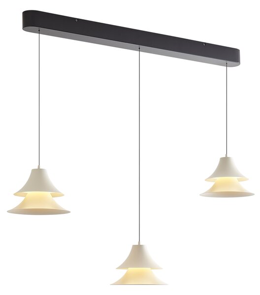 Lampă suspendată neagră cu bej, incl. LED, cu 3 trepte de intensitate luminoasă, cu 3 lumini Easylift - Witch