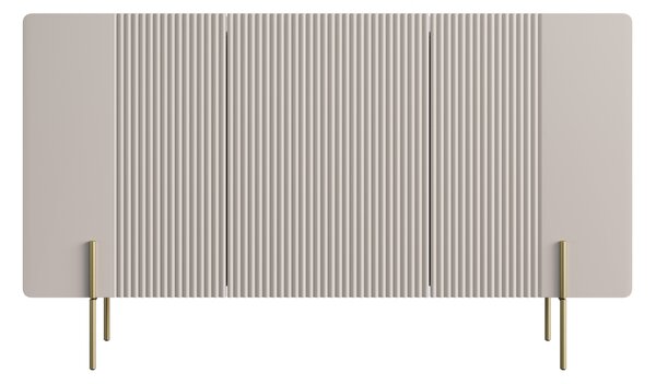 Comodă cu trei uși Malmi 150 cm - cashmere / crema bianca / picioare aurii