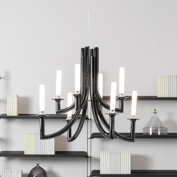 Kartell Khan candelabru, Ø 77 cm negru, reglabil, Negru, Camera de zi / sufragerie, Plastic, Design
