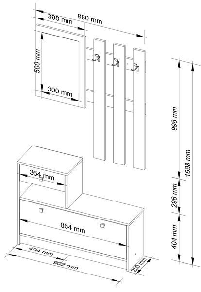 Mobilier hol Zariel (Alb). Promo -14%. 1068611