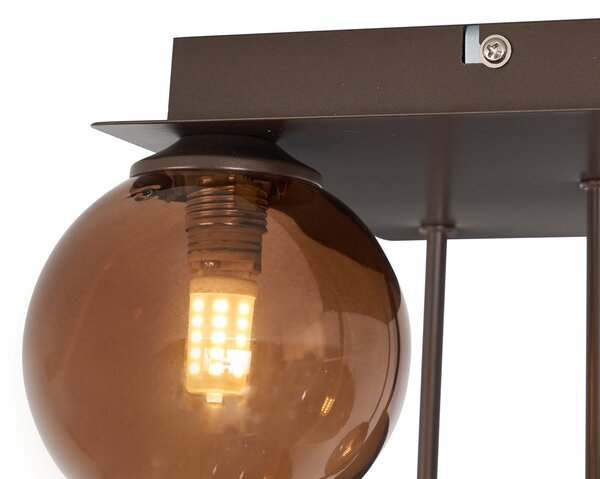 Plafonieră de design bronz cu sticlă bronzată cu 5 lumini - Atena
