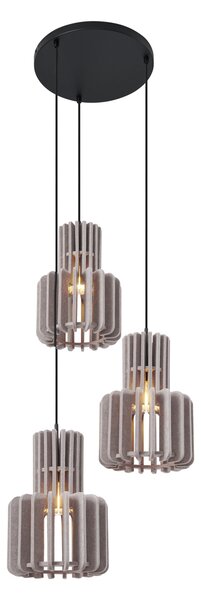 Lampă suspendată retro neagră cu 3 lumini gri-maro - Felt
