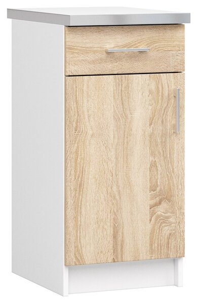 Dulap inferior de bucătărie Lula s40 sz1 (Alb mat + stejar sonoma). Promo -15%. 1068590