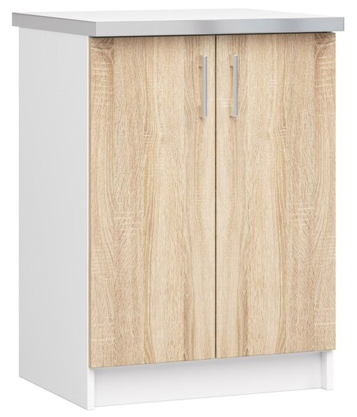 Dulap inferior de bucătărie Lula s60 (Alb mat + stejar sonoma). Promo -21%. 1068591