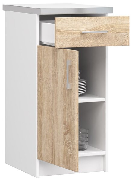 Dulap inferior de bucătărie Lula s40 sz1 (Alb mat + stejar sonoma). Promo -15%. 1068590