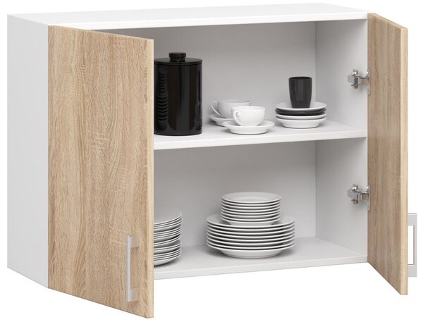 Dulap superior de bucătărie Lula w80 (Alb + stejar sonoma). Promo -20%. 1068597