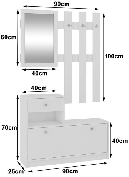 Mobilier hol Zariel (Alb). Promo -14%. 1068611