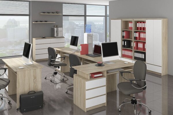 Comodă Kuwait 3D 3D (stejar sonoma + alb). Promo -13%. 1117147