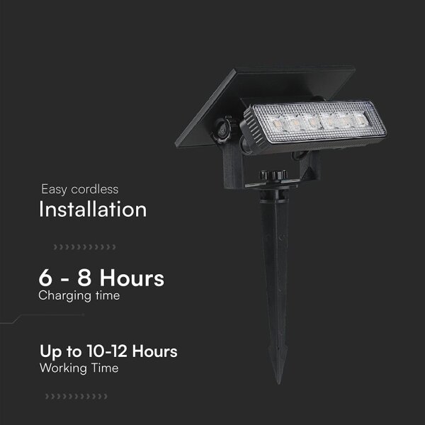 LED lampă solară 0,9W 3,7V 3000K IP65 1200mAh negru