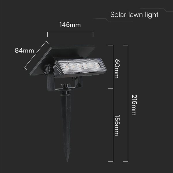 LED lampă solară 0,9W 3,7V 3000K IP65 1200mAh negru