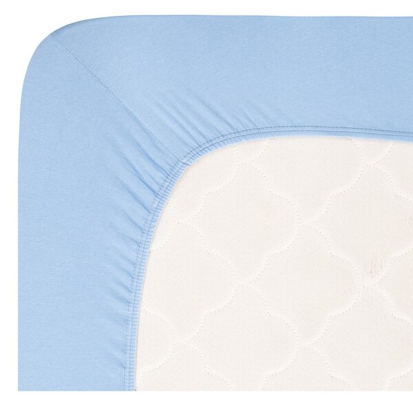 Cearceaf albastru din jerseu cu elastic 200x200 cm Boxspring – Andrea Simone
