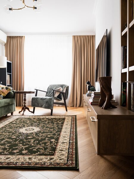 Covor Living Sufragerie, Model Lotos 523 310, Verde Crem Verde, Dreptunghi, 100x200