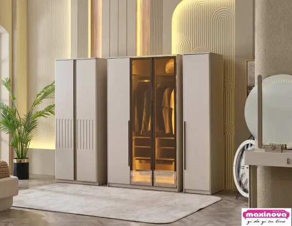 Mobilier dormitor dulap modular 6 usi, Verona