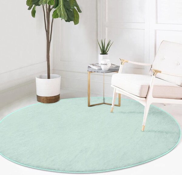 Covor rotund verde mentă lavabil adecvat și pentru aspiratoare robot ø 80 cm Comfort – Mila Home