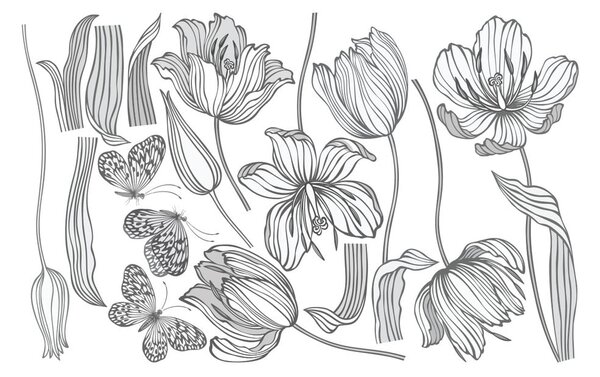 Set autocolante pentru perete Ambiance Bright Tulips