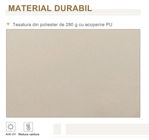 Outsunny Copertină Retractabilă pentru Terasă cu Manivelă Manuală, Rezistentă la Apă, Structură Metalică și Aluminiu, 4x2.5m, Bej | Aosom Romania