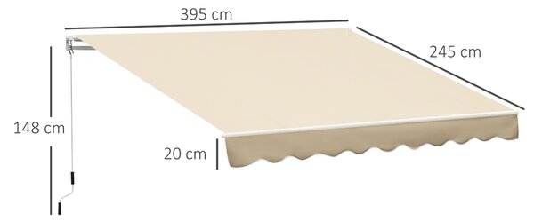 Outsunny Perdea Parasolar Rulou de Perete pentru Exterior, Impermeabilă, din Aluminiu și Poliester, 3x2.5m, Bej | Aosom Romania