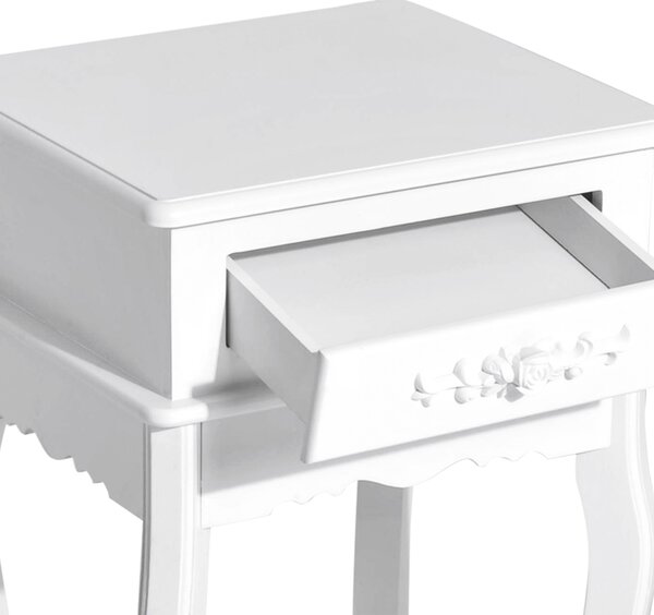 HOMCOM Noptieră Modernă cu Sertar, Mobilier Dormitor din Lemn, Alb, 40x30x60cm | Aosom Romania
