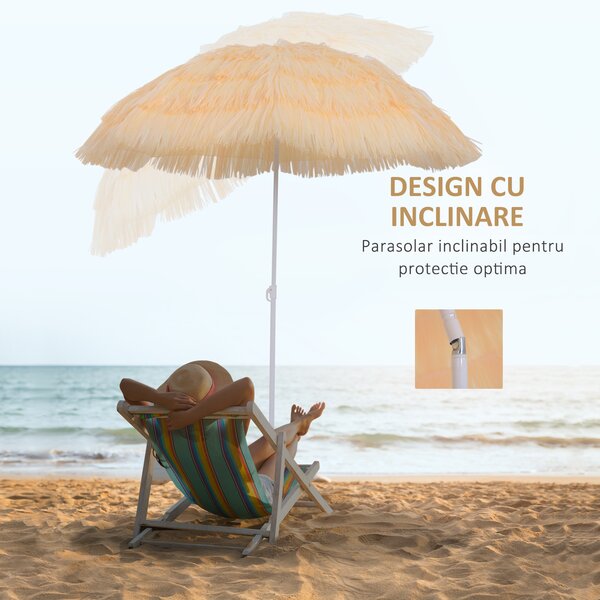 Umbrelă Outsunny Portabilă pentru Plajă/Grădină, Rezistentă la Apă, Ușor de Transportat, Ideală pentru Exterior | Aosom Romania