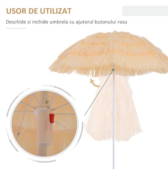 Umbrelă Outsunny Portabilă pentru Plajă/Grădină, Rezistentă la Apă, Ușor de Transportat, Ideală pentru Exterior | Aosom Romania