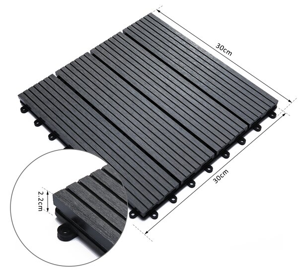 Outsunny Set 11 Plăci Gresie pentru Pavaj Grădină și Terasă 30x30x2.2cm Gri | Aosom Romania