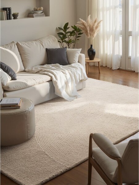 Covor în culoare naturală deschisă țesut manual din lână 160x230 cm Calmio – Hanse Home