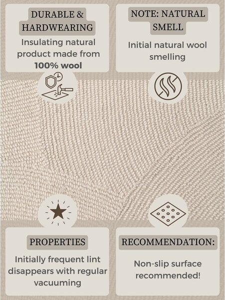 Covor în culoare naturală deschisă țesut manual din lână 160x230 cm Calmio – Hanse Home