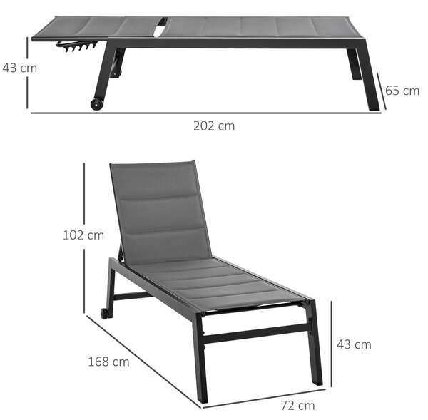 Outsunny Sezlong de Grădină Reclinabil, cu Acoperire Captusită, Confort Superior, Ideal pentru Relaxare | Aosom Romania