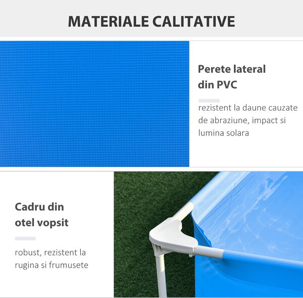 Outsunny piscina supraterana adulti, 252x152x65cm, albastra | Aosom.ro | Aosom Romania