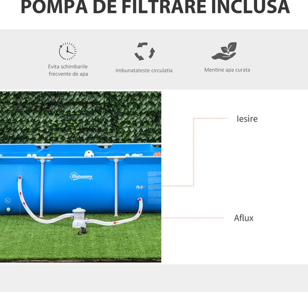 Outsunny piscina supraterana adulti, 252x152x65cm, albastra | Aosom.ro | Aosom Romania