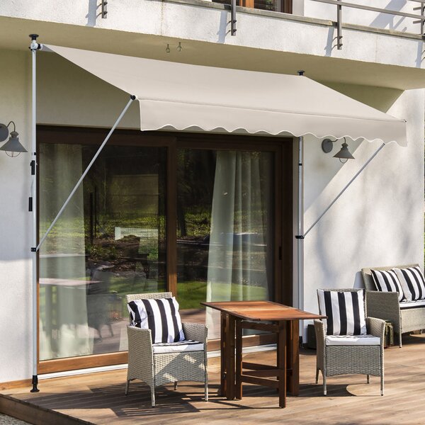 Outsunny Copertina Solară Extensibilă cu Manivelă, Structură Metalică Telescopică, Poliester, 400x120 cm | Aosom Romania