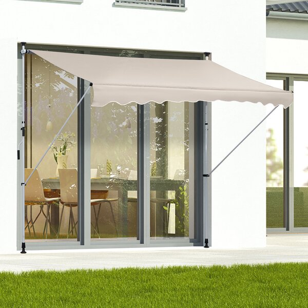 Outsunny Copertina Solară Extensibilă cu Manivelă, Structură Metalică Telescopică, Poliester, 400x120 cm | Aosom Romania
