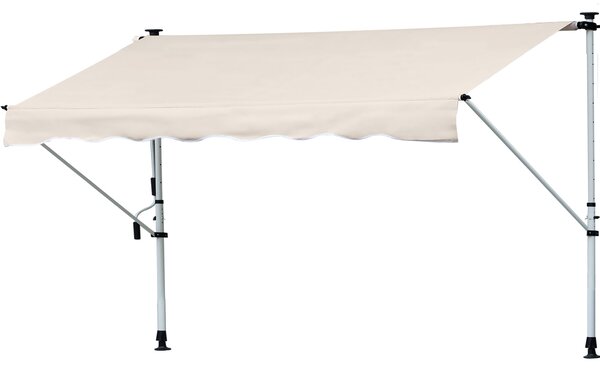 Outsunny Copertina Solară Extensibilă cu Manivelă, Structură Metalică Telescopică, Poliester, 400x120 cm | Aosom Romania